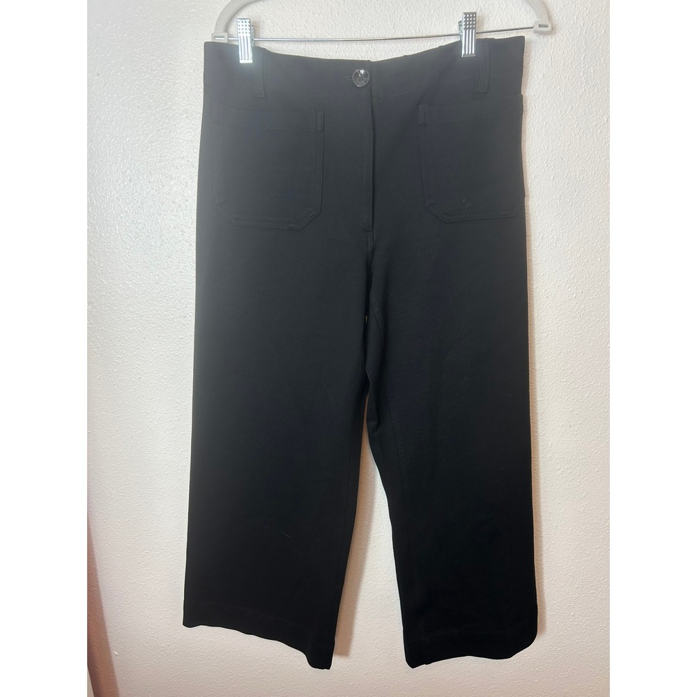 Quince Ultra-Stretch Ponte Cropped Wide Leg Pants Black Sz 10 - Picture 2 of 8